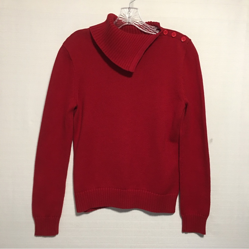 Chaps Red Pullover Cotton Sweater Asymmetrical Lg… - image 3